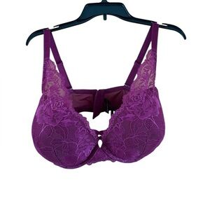 Torrid floral lace curves push up wire bra 40 DDD purple